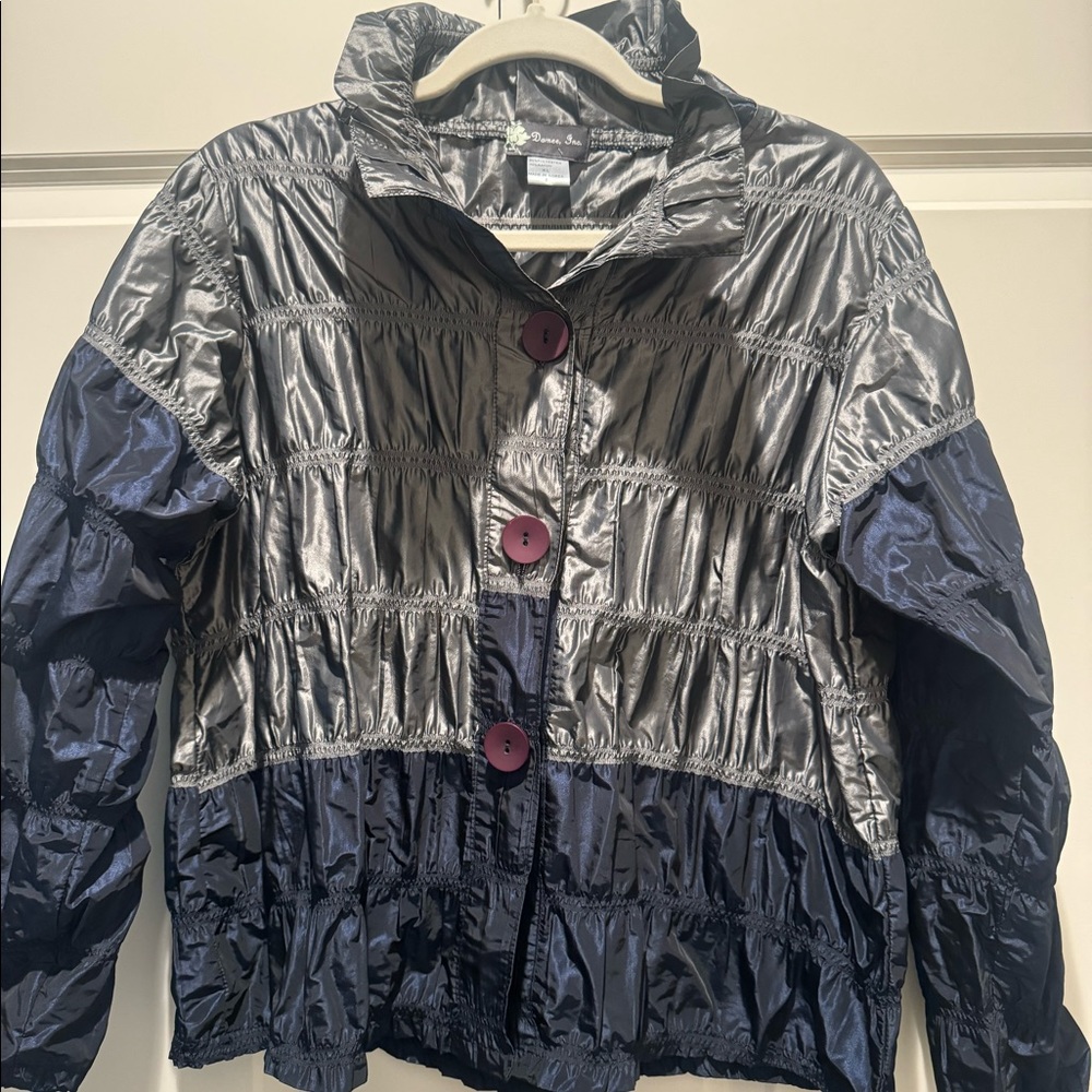 Damee, Inc Silver and Navy Button Down Jacket